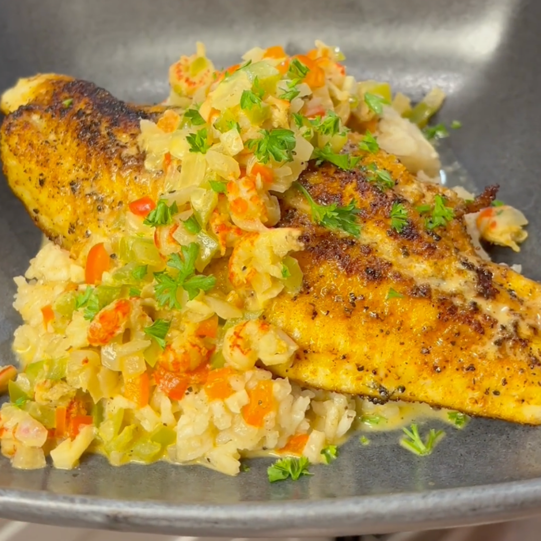 Bowtie Seasoning Recipe: Bowtie Catfish with Creamy Lemon Pepper Crawfish Sauce