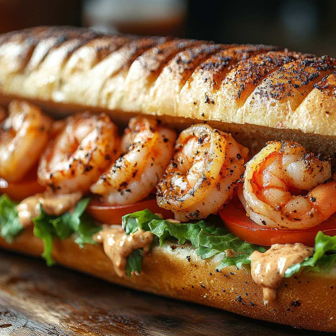 Bowtie Seasoning Recipe: Grilled Shrimp Po’ Boy with Smoky Roasted Garlic Aioli